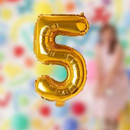 Amfin Number 5 Foil Balloon Golden - Height 40 cm-12