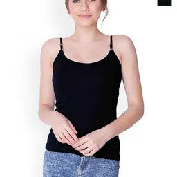WellFitLook Pack Of 2 Pure Cotton Adjustable Strap Camisole-image-45