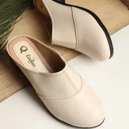 Ladies Hub Textured Block Mules-3