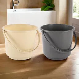 Kuber Industries Grey & Beige 2 Pieces Multi Purpose Small Bucket- 5ltr-3