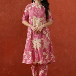 QSH Women Ethnic Motifs Printed A-Line Kurta with Trouser-7