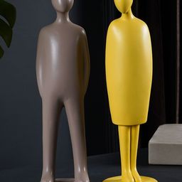 THE ARTMENT Set of 2 Yellow & Brown Decorative Human Couple Stand Polyresin Showpiece-16
