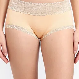 Munaafi Women Seamless Mid Rise Hipster Lace Border Briefs - 0463-BEIGEE-image-57
