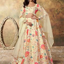 FABPIXEL Printed Sequinned Semi-Stitched Lehenga & Unstitched Blouse With Dupatta-picture-4