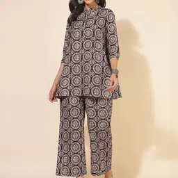 KALINI Pure Cotton Ethnic Motifs Printed Tunic & Palazzo Co-Ord Set-picture-58