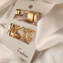 Piu Jewels Set Of 6 Stainless Steel Gold Plated Circular Shaped Hoop Earrings-image-5
