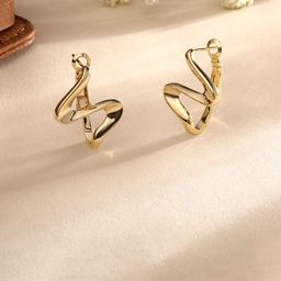 Cierra 18KT Gold Plated Contemporary Hoop Earrings-image-94