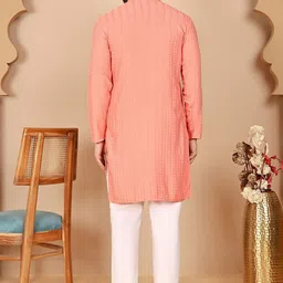Anouk Rustic Self Design Embroidered Mandarin Collar Sequinned Kurta With Pyjamas image 2