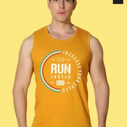 WOOSTRO Pack Of 2 Printed Combed Cotton Gym Vests VWS26(MORE BLACK)(RUN MUSTARD)-image-6