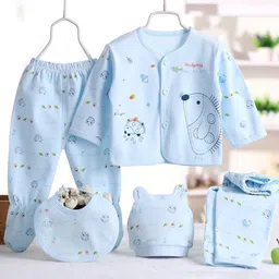 Fancy Walas Kids 5-Piece Pure Cotton Baby Apparel Gift Set-image-49