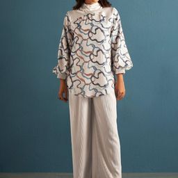 Kaftanize Embellished Top With Trousers Co-Ords-image-11