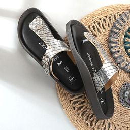 El Paso Women Woven Design T-Strap Flats-16