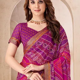 Anouk Rustic Bandhani Pure Chiffon Bandhani Saree image 4