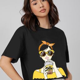CORSICA Women Printed Drop-Shoulder Sleeves Boxy T-shirt-image-69