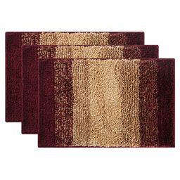 Kuber Industries Maroon & Cream Coloured 3 Pieces Microfibre Anti Skid Mat For Bathroom-33