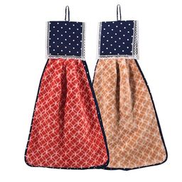 Kuber Industries Red 2 Pcs Printed Microfiber Wash Basin Napkin Towel With Hanging Loops-89