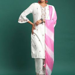 Sangria Floral Printed Kurta With Trousers & Dupatta-image-105