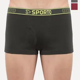 Sporto by Macho Pack Of 3 Mid Rise Combed Cotton Short Trunks-picture-44