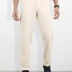 The Roadster Life Co. Men Relaxed Fit Cotton Pleated Trousers-image-53