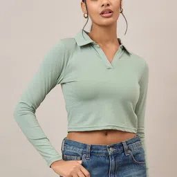 The Roadster Lifestyle Co Women Solid Cotton Square Neck Regular Fit T-Shirt-picture-4