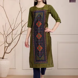 Moda Rapido Women Ethnic Motifs Printed Floral Crepe Kurta-picture-35
