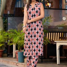 Pahiya Printed Shirt Collar Tunic With Trousers Co-Ords-image-25