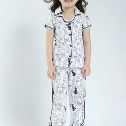 Monte Carlo Girls Printed Lapel Collar Night Suit-image-14
