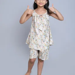 Little Clothings Girls Floral Printed Organic Cotton Night suit-picture-4