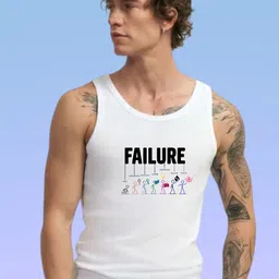 Uniplanet store Printed Scoop Neck Gym Vest UVM-FAILURE-WHT-S-image-43