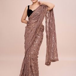 DIVASTRI Embellished Sequinned Pure Georgette Saree-image-24