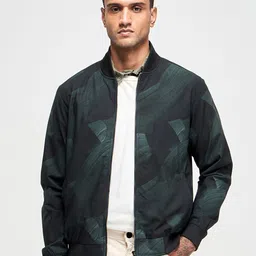 Red Flame Men Geometric Bomber Jacket-picture-57