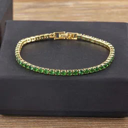 MYKI Stainless Steel Rose Gold-Plated Artificial Stones Studded Wraparound Bracelet-14