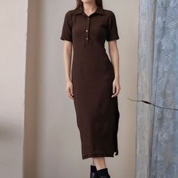 DressBerry Shirt Collar T-shirt Midi Dress-image-36