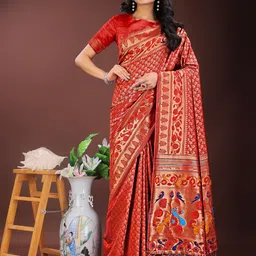 LeeliPeeri Designer Women Floral Printed Zari Saree-image-83
