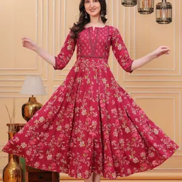 KIRNYA Women Floral Printed Thread Work Anarkali Kurta-picture-45