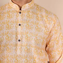 Koshin Men Ethnic Motifs Printed Regular Linen Kurta with Pyjamas image 4