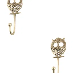 IndianShelf Gold Toned 2 Pieces Owl Wall Hooks-23