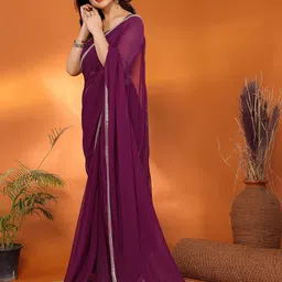 Munir Mirror Work Poly Georgette Saree image 4
