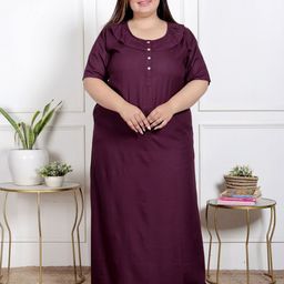 Swasti Women Round Neck Maxi Nightdress-image-3