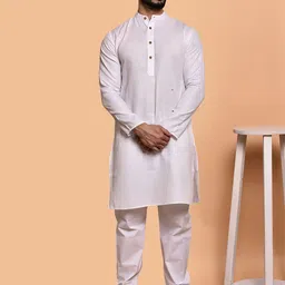 PRINTINDIA Mandarin Collar Pure Cotton Straight Kurta with Trousers-37