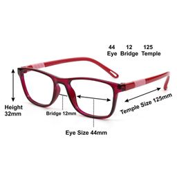 Optify Blue Light Blocking Zero Power Glasses Rectangle Shape - Maroon image 3