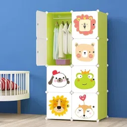 ® 8 Door Plastic Sheet Wardrobe Storage Rack Closest Organizer for Clothes Kids PP Collapsible Wardrobe-image-17