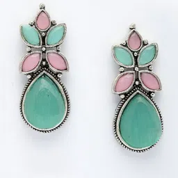 Anouk Silver-Plated Artificial Stones Studded Teardrop Shaped Drop Earrings image 4