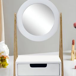 Metalsmith White & Brown Glass Round Shape Mirror-22