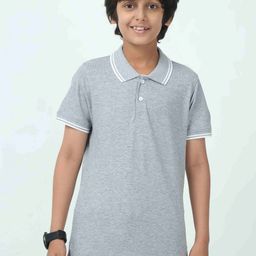 CHILINS Boys Polo Collar Neck Short Sleeves Cotton T-shirt-46