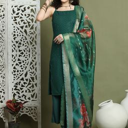 Jompers Women Embroidered Regular Sequinned Kurta with Palazzos & With Dupatta-49