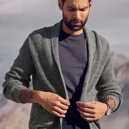 Casual Men Flat Kint Cardigan-image-9