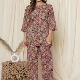 NUNCHII Women Printed Pure Cotton Three-Quarter Sleeves Night suit-picture-27