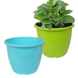 Kuber Industries Blue & Green Pack of 2 Duro-Design Flower Planters-23