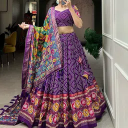 A TO Z CART Printed Ready to Wear Lehenga & Unstitched Blouse With Dupatta-picture-11